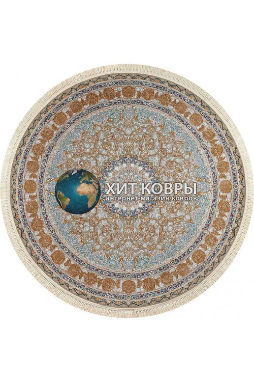 Иранский ковер Mashad 1200 129 Голубой круг